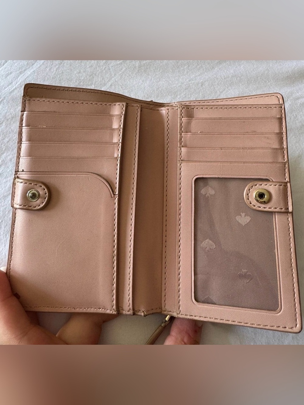 Kate Spade Medium Bifold Wallet Rose Gold Glitter - Picture 3 of 5